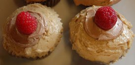 Breasts as cookies with raspberries