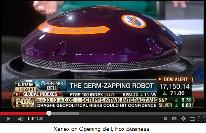 Xenex UV light disinfector robot 06,
                            the button