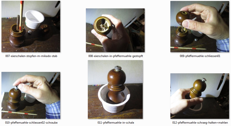 Photo collective 02:
                      Fermez le moulin � poivre et broyer la poudre dans
                      une petite tasse en position inclin�e