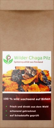 Heilpilz Chaga aus Finnland abgepackt