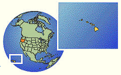 Globe map with Hawaii and
                                    Oregon State in orange