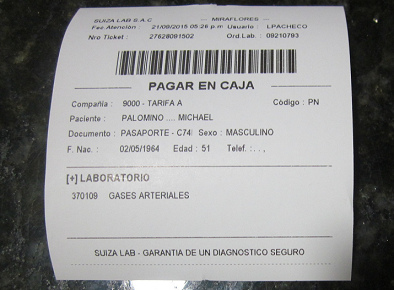 Le second re�u de "Suiza Lab"