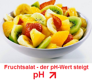 Fruchtsalat, der pH-Wert steigt