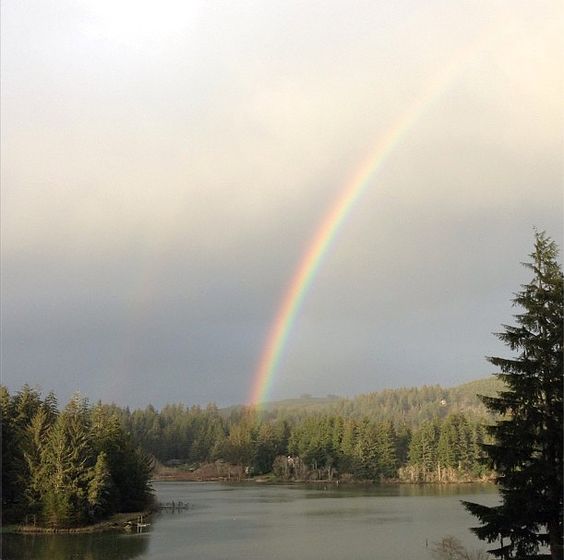 Oregon
                                        with rainbow, forest and river