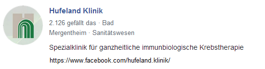 Beispiel einer
                          Hufeland-Klinik f�r Krebsheilungen, die
                          Hufeland-Klinik in Bad Mergentheim auf FB