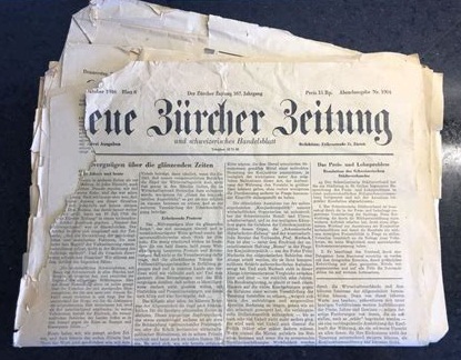 Eine
                alte NZZ von 1947 - viele Leute der
                "Oberschicht" in der Schweiz meinen, mehr als
                das muss man "nicht wissen" - aber da sind
                viele Fake-News im Sinne des Komitees der 300. Und vor
                allem meldet die NZZ viele Themen gar nicht!