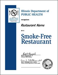 Certificate of a
non-smoking restaurant Certificate of a non-smoking
restaurant