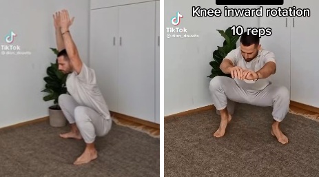 R�ckseite dehnen in Kauerstellung 02