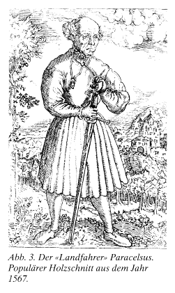 Landfahrer Paracelsus, Holzschnitt
                            1567