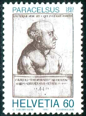 Paracelsus-Briefmarke 1993 aus der Schweiz
                        / Helvetia