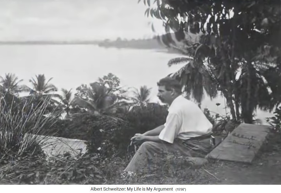 Albert Schweitzer in Lambarene 1913
                    mit Signatur