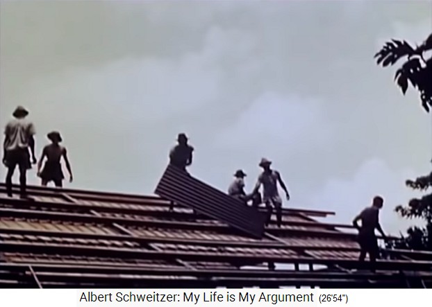 Lambarene: W�hrend der Gefechte von 1940 diente
                    Wellblech vom Dach als Barrikade 1940ca.