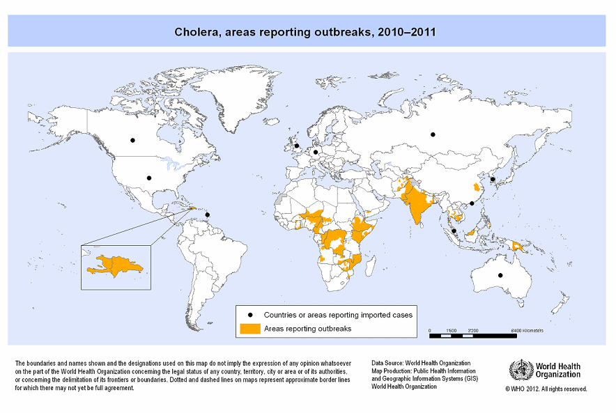 Weltkarte der Cholera-Ausbr�che
                              2010-2011
