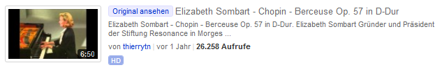 Fr�d�ric Chopin: Berceuse (Lullaby,
                              la nana, Wiegenlied), op 57 Des-Dur,
                              gespielt von Elizabeth Sombart