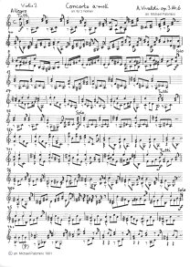 Vivaldi: concert for violin a minor, first
                        part (Allegro), violin tutti part (page 1)