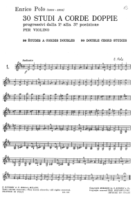 Seite 13: E. Polo: Doppelgriffstudie
                            Nr. 1 (Andante) von der Prime bis zur Oktave
                            mit vielen leeren Saiten