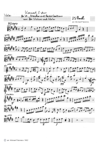 Bach: violin concert E major, first part
(Allegro), viola tutti part (page 1) Bach: violin concert E major, first part
(Allegro), viola tutti part (page 1)