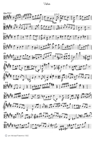 Bach: violin concert E major, first part
(Allegro), viola tutti part (page 4) Bach: violin concert E major, first part
(Allegro), viola tutti part (page 4)