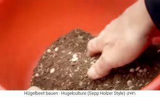 H�gelbeet-Workshop mit
                    Sepp Holzer in �sterreich 17: Die Samenmischung wird
                    mit etwas Erde "anger�hrt"