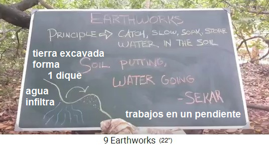 Peque�a zanja y
                    dique en la ladera por donde se filtra el agua de
                    lluvia