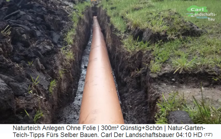Zuflussrohr vom Regenwassergraben zum Teich