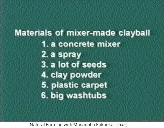 Seedballs made with a concrete mixer:
                    The materials for seedballs made with a concrete
                    mixer, the list