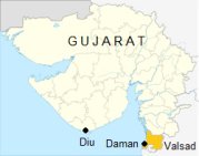 Karte mit dem Distrikt Valsad in Gujarat