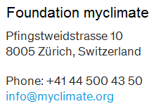MyClimate Foundation in Zurich,
                          contact data