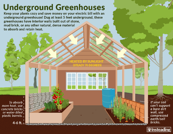 The lowered
                                      greenhouse "Walipini",
                                      scheme (pit greenhouse)