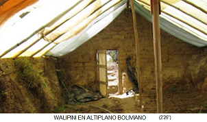 Walipini: Invernadero medio enterrado
                            con techo de lona transparente, Bolivia