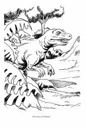 Dinosaurier: Tarbosaurier /
                                Tarbosaurus am Waldrand