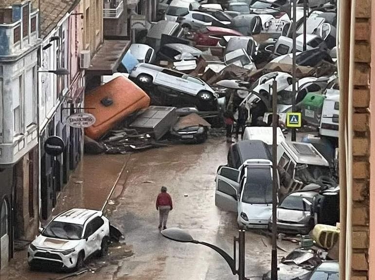November 2024:
                              Valencia after the flood with car salad