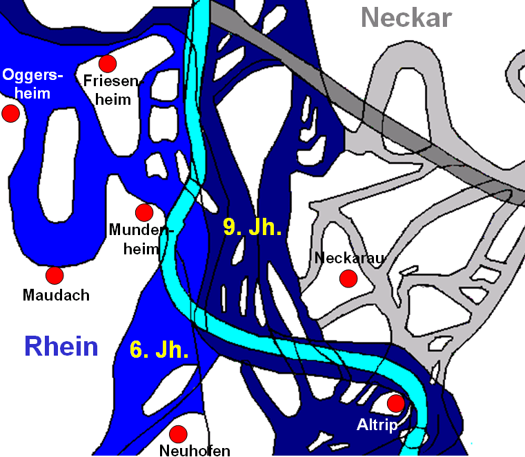 Mapa del Rin y del Neckar antes y despu�s