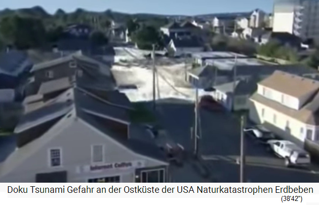 Trickfilm: Die Küstenorte an der
                    "US"-Ostküste ertrinken in Tsunami-Wellen