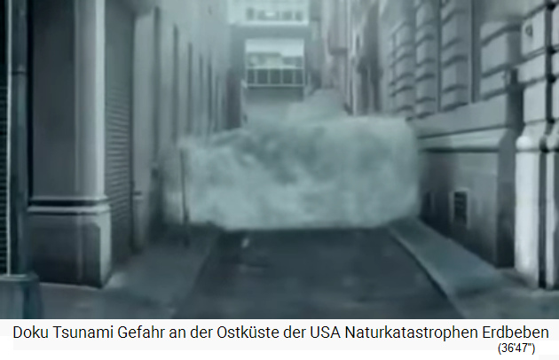 55) Animated film: Tsunami in
                    New York fills street canyons