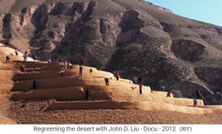 Meseta de
                    Loess de China, los agricultores construyen terrazas
                    en pendientes