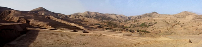 La meseta de Loess en China
                    fue un desierto en 1995, panorama