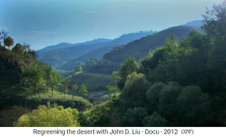China, meseta de Loess, el valle est
                      regenerado y completamente cubierto de vegetacin