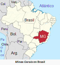 mapa de Brasil con el Estado
                      Federal de Minas Gerais