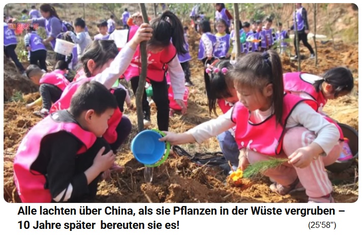 China: Kinder pflanzen und pflegen junge
                    B�ume