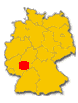 Map with the
                          position of Ode Forest (Odenwald) in Germany