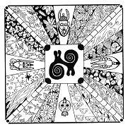 M�ndala africano de Ghana: S�mbolo de
                            la reuni�n, cuatro elementos