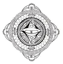 Pac�fico: Polinesia: M�ndala con
                              cara, pez y p�jaro