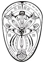 Polinesia: M�ndala en un broquel
                                pintado