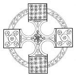 Keltisches Mandala mit weiblichem Kreis
                          und männlichem Kreuz und ewigem Knoten