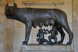fairy tale: Romulus and Remus
                    are suckled by a wolf's mother
