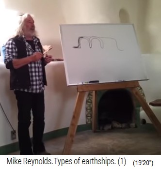 El arquitecto pionero Michael Reynolds
                      dibuja formas en U para naves tierra en zonas
                      fr�as