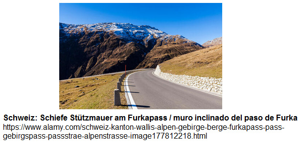 Schweiz: Schiefe Stützmauer am
                          Furkapass