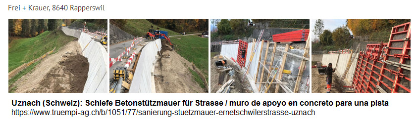 Uznach (Schweiz): schiefe
                        Betonstützmauer