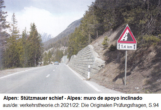 Schweizer Alpen, schiefe St�tzmauer 01